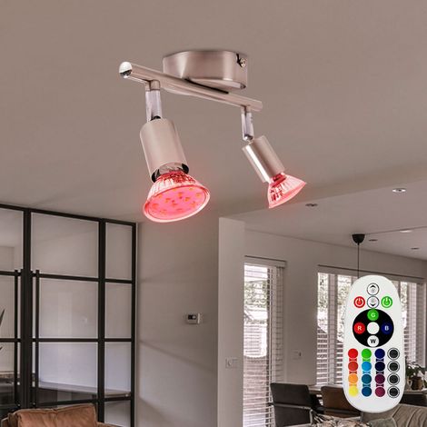 Decken Strahler verstellbar Esszimmer Lampe Fernbedienung bunt im Set inklusive RGB LED Leuchtmittel