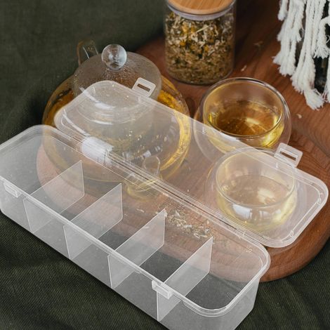 Transparente PP-Box für Teebeutel, Organizer für Kaffee- und Zuckerbeutel, ideal für Küchen und Kaffeeecken.