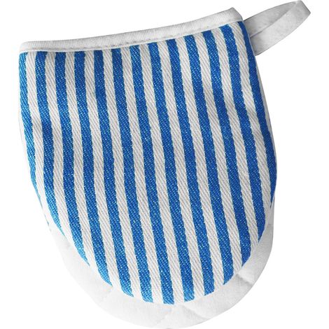 Gants de four à micro-ondes en coton épais résistant à la chaleur, à rayures, avec cordon, bleus (1/5)
