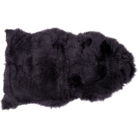 Premier Housewares Sheepskin Gunmetal Rug Bedroom Kids Childrens Rug Natural For Living Room And Hallways 100% Wool Fluffy Rugs 90 x 60 x 5 (1/2)