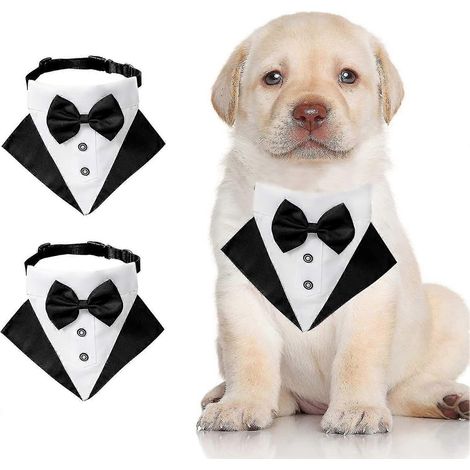 Ensemble smoking pour chien, collier bandana de mariage en 2 pièces, bandana pour chien, collier smoking ajustable pour chiots de petite, moyenne et grande taille (s) (1/5)