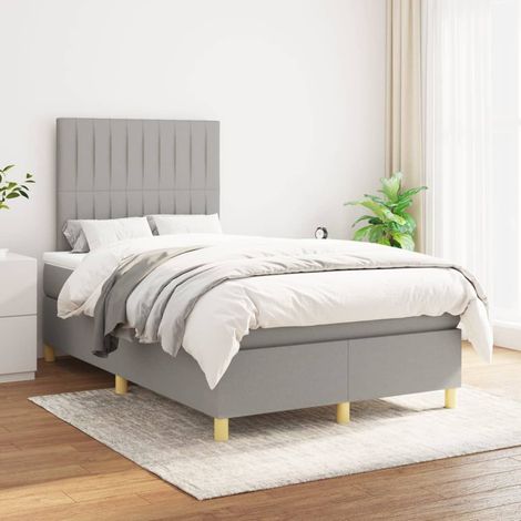 Boxspringbett mit Matratze Hellgrau 120x200 cm Stoff (1/5)