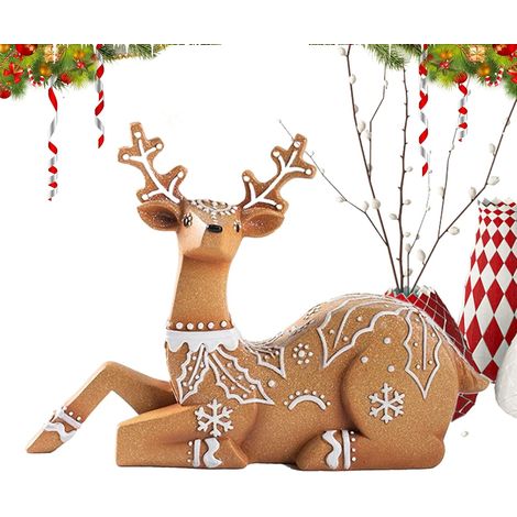 Figurine De Cerf Décoration D'Intérieur Ornement De Table Élan avec Statue De Cerf Décoration De Noël Pour La Maison Le Salon La Chambre D'Le Bureau L'Étagère La Fête D'Hiver (1/5)