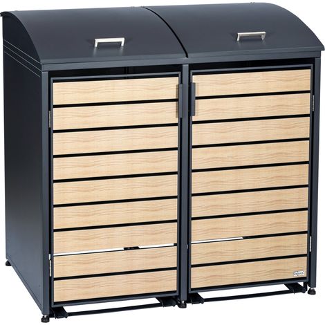 Zelsius Mülltonnenbox mit abgerundetem Deckel für zwei 120 - 240 Liter Mülltonnen, Anthrazit RAL7016 (1/5)