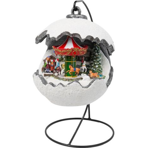 Sfera Natalizia Carillon 22x18x32 cm in Resina con Musica e Luci (1/2)