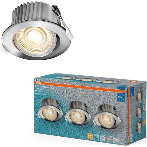Spot Set Spot LED encastrable DIM IP44 4,9W Chrome, lot de 3 salle de bain (1/4)