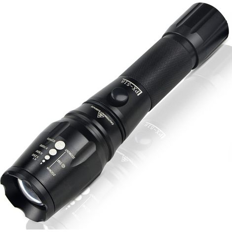 Linterna LED recargable, ultrapotente de 1600 lúmenes, linterna táctica de aluminio, resistente al agua IPX6, 5 modos de iluminación y zoom para camping, senderismo y emergencias [Clase energética A++