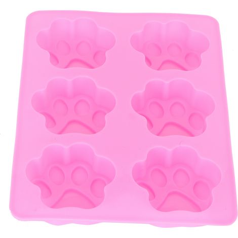 Moule à pain et à gâteaux rose à 6 cavités, en forme de chat et de patte, pour le four, la pâtisserie et un usage domestique.-AquaForge (1/5)