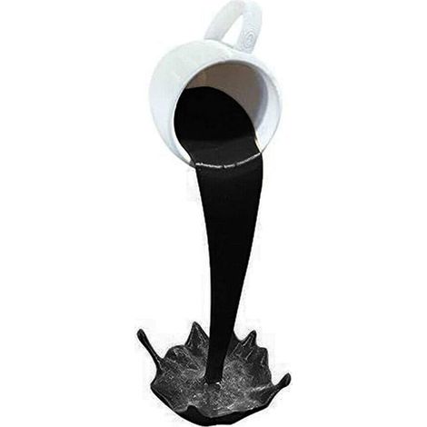 Skulptur einer schwebenden, überlaufenden Kaffeetasse, ideal zur Dekoration der Küche oder des Esszimmers. (1/5)