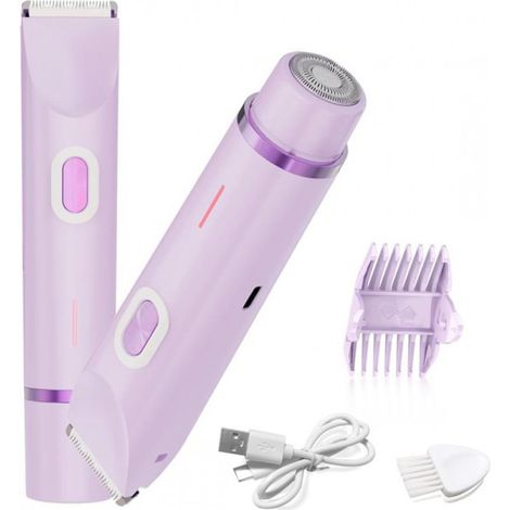 Rasoir 2 en 1 pour femmes - Utilisation sur peau sèche ou humide - Étanchéité IPX7 - Rasoir adapté à la zone intime - Violet (1/2)