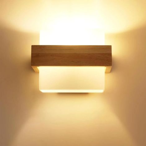 Toolight Wandleuchte für den Innenbereich aus Holz, 12 W dimmbare Wandleuchte, E27-Wandleuchte aus Glas, Laternenwandleuchte, dreifarbige Wandleuchte für den Innenbereich des Salons (1/5)