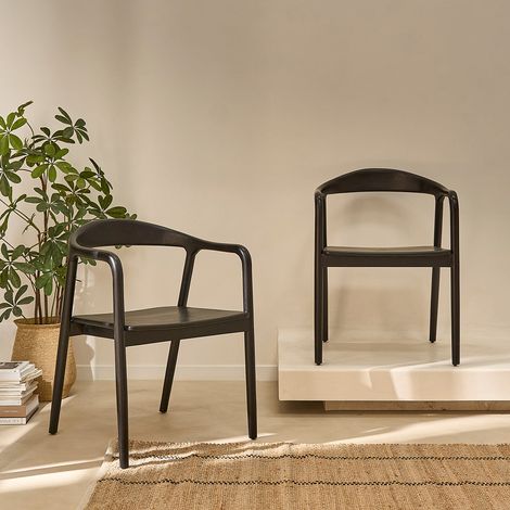 Lot de 2 chaises en teck massif noire
