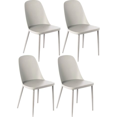 Set 4 Sedie 46x55xH80 cm in Polipropilene Tamara Grigio Chiaro (1/5)