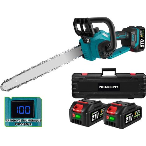 Onevan – Tronçonneuse à batterie 12 pouces avec 2 batteries 2.0Ah – Moteur Brushless – Vitesse de chaîne 14 m/s – Pour coupe précise bois dur