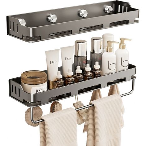 Étagère à ventouse pour salle de bain gris anthracite 50 cm (1/5)