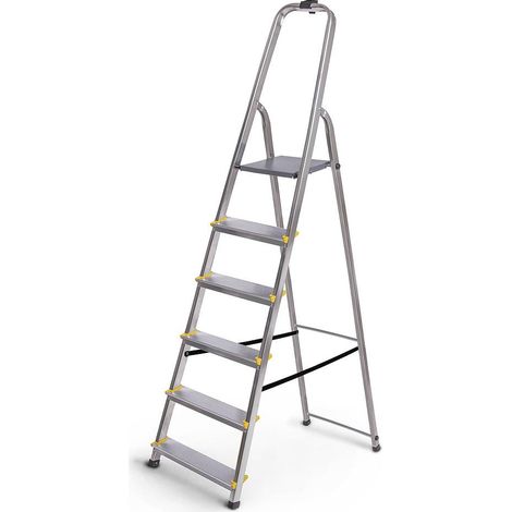 Escabeau 6 marches DURA pliable, marchepied léger en aluminium, hauteur plateforme 119cm, pieds antidérapants, charge 150kg, garantie 5 ans Hoström