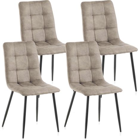 Set 4 Sedie 42,5x52,5x87,5 cm in Similpelle Marrone Chiaro (1/4)
