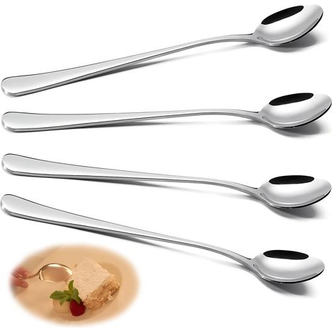 Cuillère À Café - Cuillère À Thé En Acier Inoxydable 410 - Longueur Totale 195 Mm - Finition Miroir - Pour Café Thé Dessert Glace - Lot De 4 (1/5)