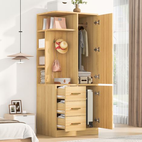 Ensemble armoire enfant 160 x 46 x 141,5 cm MDF blanc effet bois, 2 portes - CHICFURN (1/5)