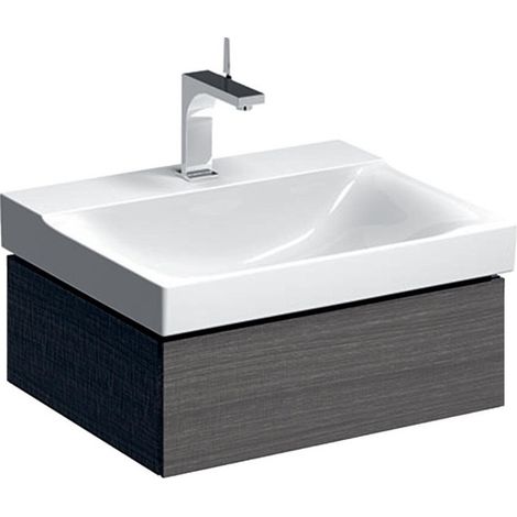 Meuble bas pour lavabo Geberit Xeno²,avec un tiroir: Largeur 58cm, Hauteur 22cm, Profondeur 46.2cm, Gris scultura / Mélamine structuré bois