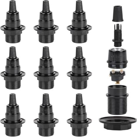 10 x Douille Ampoule E14 Noir à Visser 250V 2A en Bakélite (1/5)