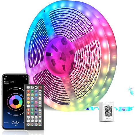 Ruban LED 30M, Bande LED Bluetooth Ultra-longue Lumineuse LED RGB Multicolore, Contrôlé par Télécommande APP, Synchroniser avec Rythme de Musique, Led Ruban pour Chambre, Mariage, Fête,Cuisine (1/5)