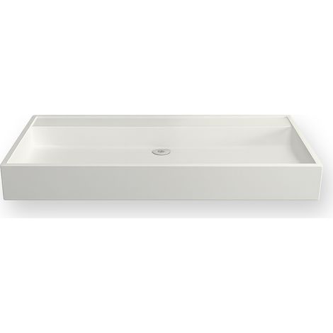 MALAGA II - Vasque rectangulaire suspendue - Design Elégant et Raffiné - Solide et Robuste - Entretien Facile - Blanc - 45 x 90 x 10 cm (1/5)