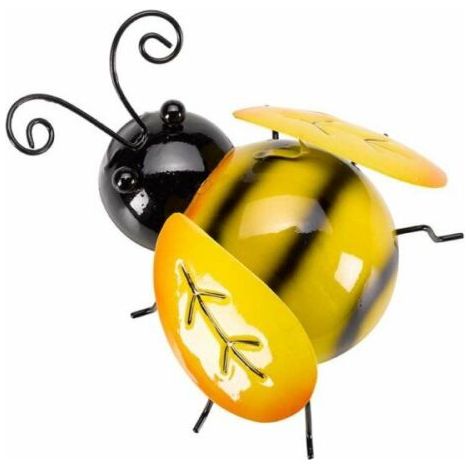 Hand Painted Bee Ornament, Steel Garden Wall Decor Art Bug Butterfly Bee Sculpture (Small Bee) (1/5)