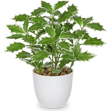 Kunstpflanze Ficus Topf Fensterbank Wohnzimmer Grün & Weiß Holly (1/5)