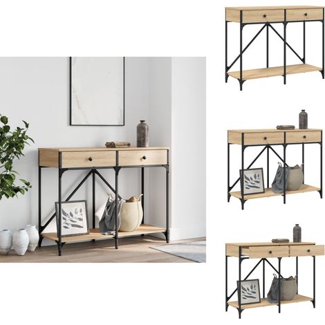 Table console chêne sonoma 100x39x78,5 cm bois d'ingénierie - Table Basse - Meuble D'entrée - Table Console - Table D'appoint - Table Design (1/5)