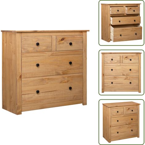 The Living Store Buffet 80x40x83 cm Pin Gamme Panama - Buffet Rustique - Meuble De Rangement - Buffet En Bois - Commode - Mobilier Salon (1/5)