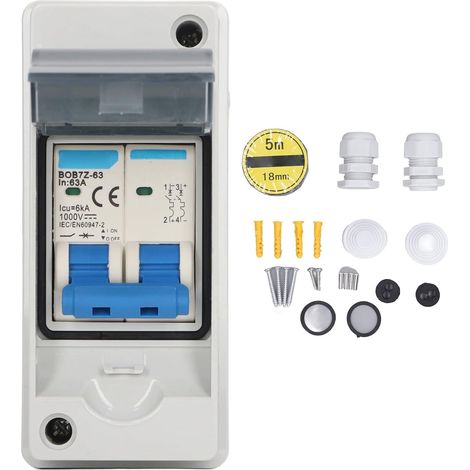 Miniature DC Circuit Breakers Solar Disconnect Switch PV DC Disconnect Switch IP65 Waterproof 63A 1000V (1/5)