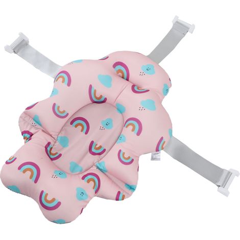Siège de bain pour bébé universel flottant et pliable, tapis de soutien doux et confortable pour baignoire bébé, rose arc-en-ciel, pour baby shower (1/5)