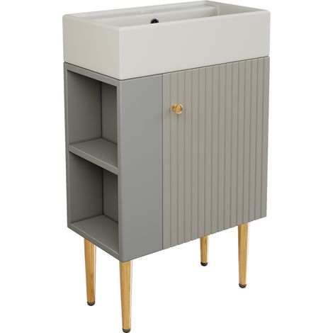 Mobili bagno con lavabo e mobile sottolavabo 55 cm grigio chiaro (1/5)