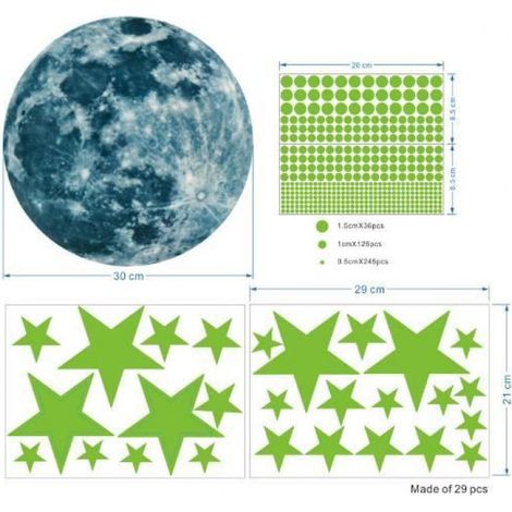 Autocollant Lune Lumineux - Autocollants Étoiles Fluorescents En PVC - Décoration Plafond Chambre Bébé - Lot De 899 Pièces (1/4)