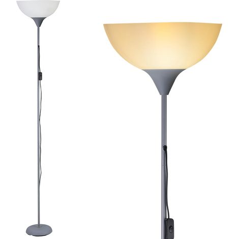 Lampada Piantana da Terra 180cm Design Moderno Paralume E27 40W Metallo Grigio