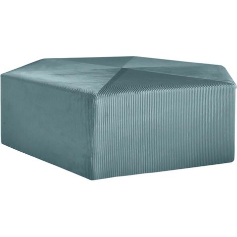 Pouf velours cotele bleu canard 75x30x75 cm
