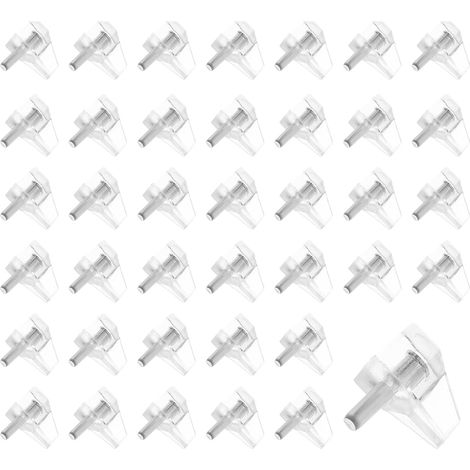 3mm Shelf Support Pegs,Clear Plastic Shelf Supports Studs with Steel Pins,Replacement Shelf Pegs for Wood Shelving,Kitchen,Furniture Shelf Bracket Nail(30Pcs) (1/5)
