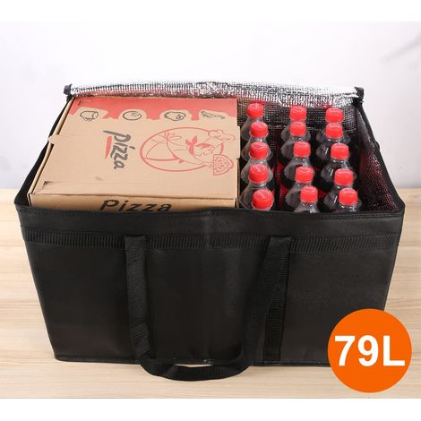 Sac isotherme de livraison de repas, format XXXL, pour pizzas chaudes et froides, usage commercial, grande capacité, réutilisable, noir, lot de 1 (1/5)