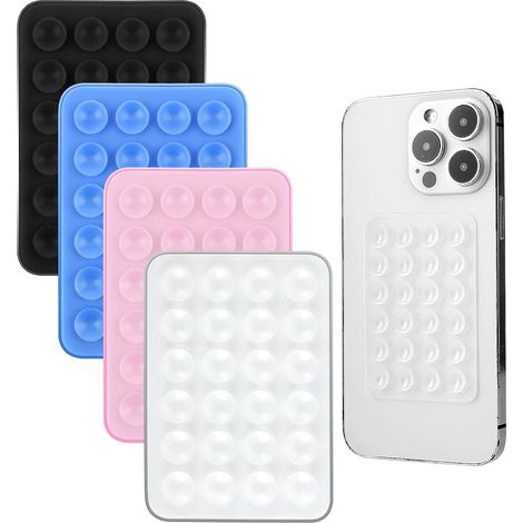 Support de téléphone à ventouse en silicone (lot de 4), accessoire mains libres pour selfies et vidéos, support antidérapant pour miroir et douche. (1/5)