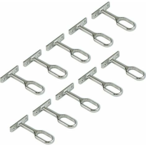 Support central pour barre de penderie ovale,Nickelé, Lot de 10 (1/5)