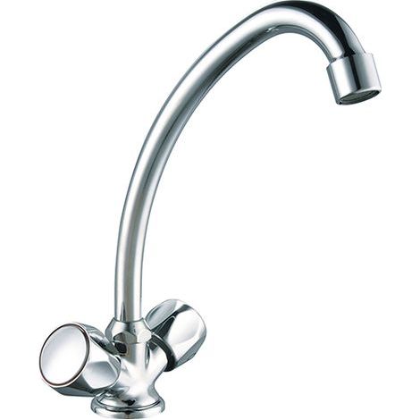 Mitigeur évier chromé moderne - Bec orientable, cartouche céramique 35mm, corps laiton, flexibles inox 35cm inclus, aérateur économique, installation facile. (1/4)