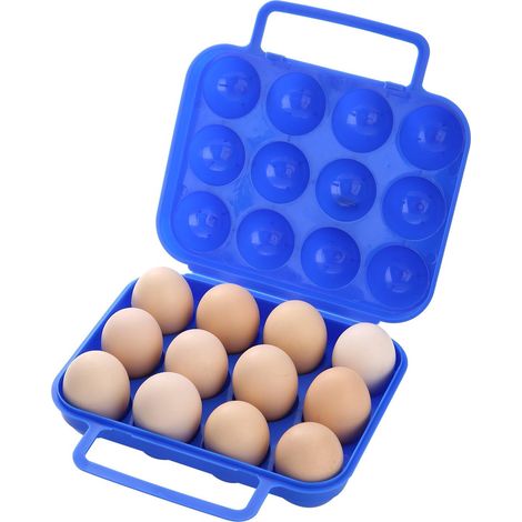 Boîte À Œufs Portable - 2 Pièces - 12 Emplacements Par Boîte - Avec Poignée Et Couvercle - Pour Pique-Nique Camping Randonnée Cuisine Réfrigérateur (1/5)