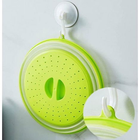 2 Pièces Cloche Micro Onde Pliable, Couvercle Anti-éclaboussures Micro-ondes avec Trou de Vapeur (Rouge + Vert) (1/5)