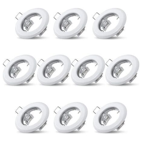 10x Recessed light spots ceiling fixed lamp white supports for recessed spots stainless steel lighting fixture kitchen living room bathroom, Recessed hole Ø55mm (1/4)