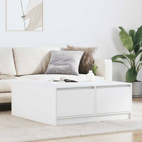 Mesa de centro con cajones blanca 100x100x40 cm (1/5)