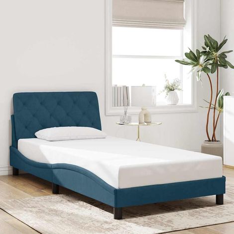 Bettgestell ohne Matratze Blau 100x200 cm Samt (1/5)