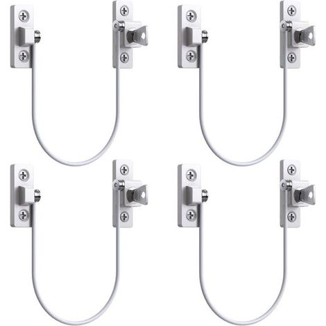 4pcs Limiteur d'Ouverture Fenêtre Sécurisé Verrou de Porte UPVC Restricteur à Câble pour Fenêtre et Porte Dispositif de Blocage avec Clé et Vis (1/5)