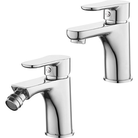 Set miscelatore lavabo e bidet cromo lucido con piletta a salterello Selma (1/5)