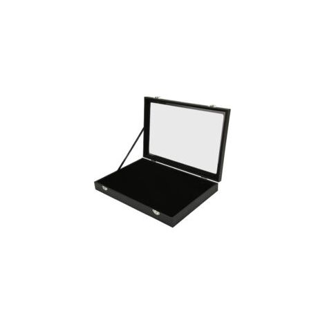 Vitrine à épingles pour médailles militaires Verre anti-poussière Bois composite et cuir artificiel 35x24x5cm (1/5)